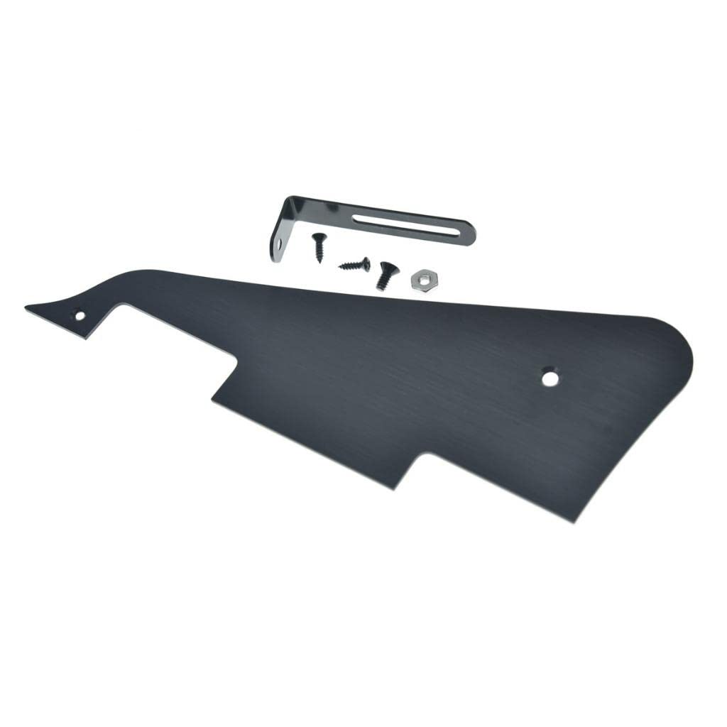 KAISH Metal Black Aluminum Anodized LP Guitar Pickguard with Black Stainless Steel Bracket and Steel Mounting Screws for USA Les